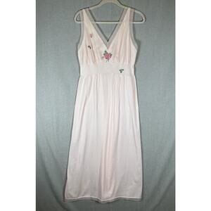 Vtg Slip Dress Light Pink Nylon Sz 36 Slip Dress Nightgown Coquette TINY FLAW